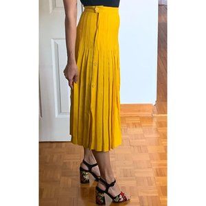 Vintage High Waist Pleated Midi Skirt